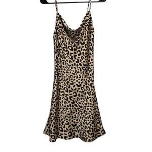 Audrey Leopard Print Slip Flirty Dress